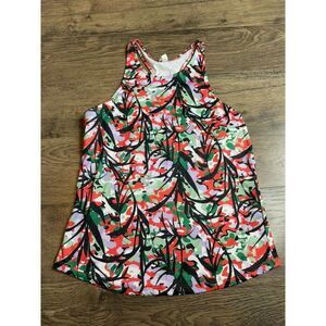 EUC Women Under Armour high neck athletic tank top fitted pattern Heat gear sz S